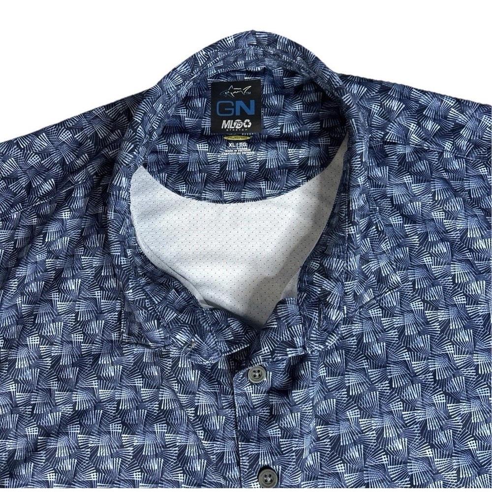 Greg Norman Mens XL Golf Polo Shirt Blue Micro Paisley Performance Dry Fit (311) - Picture 2 of 5